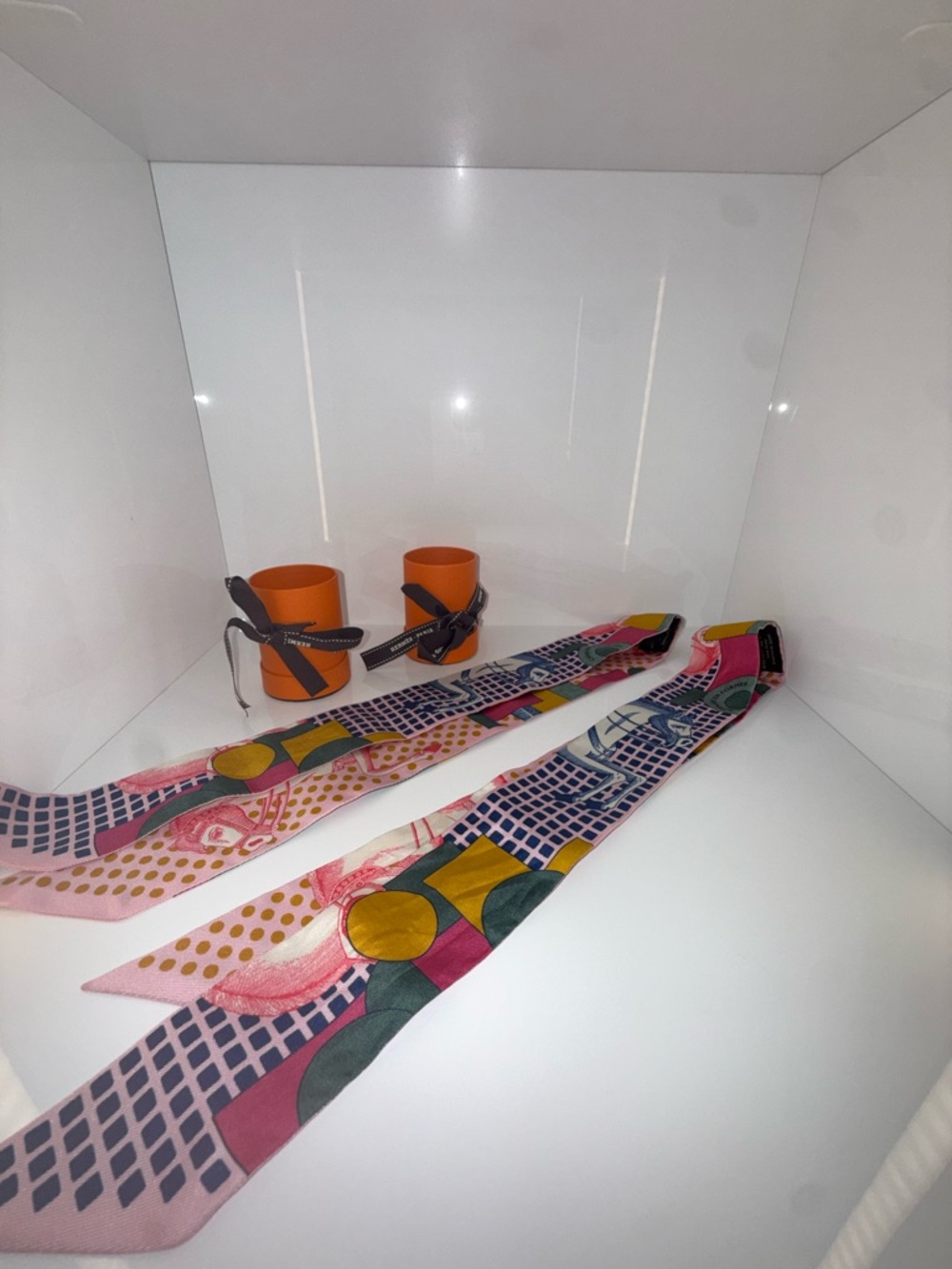 Hermes Pink Multi-Color Twilly Scarf